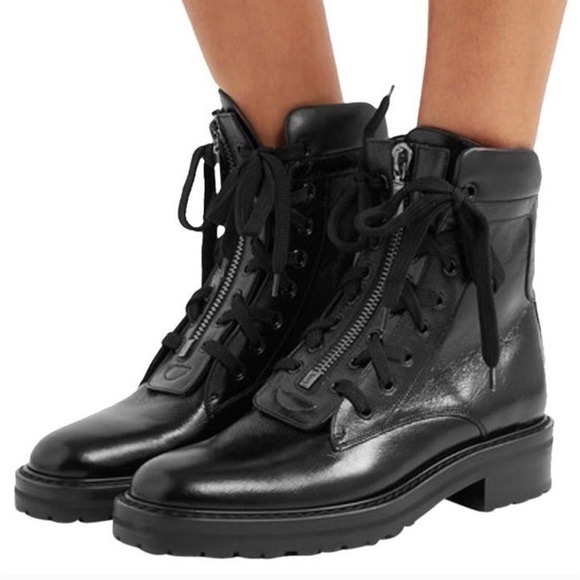 Double Lace Zip Combat Boots 